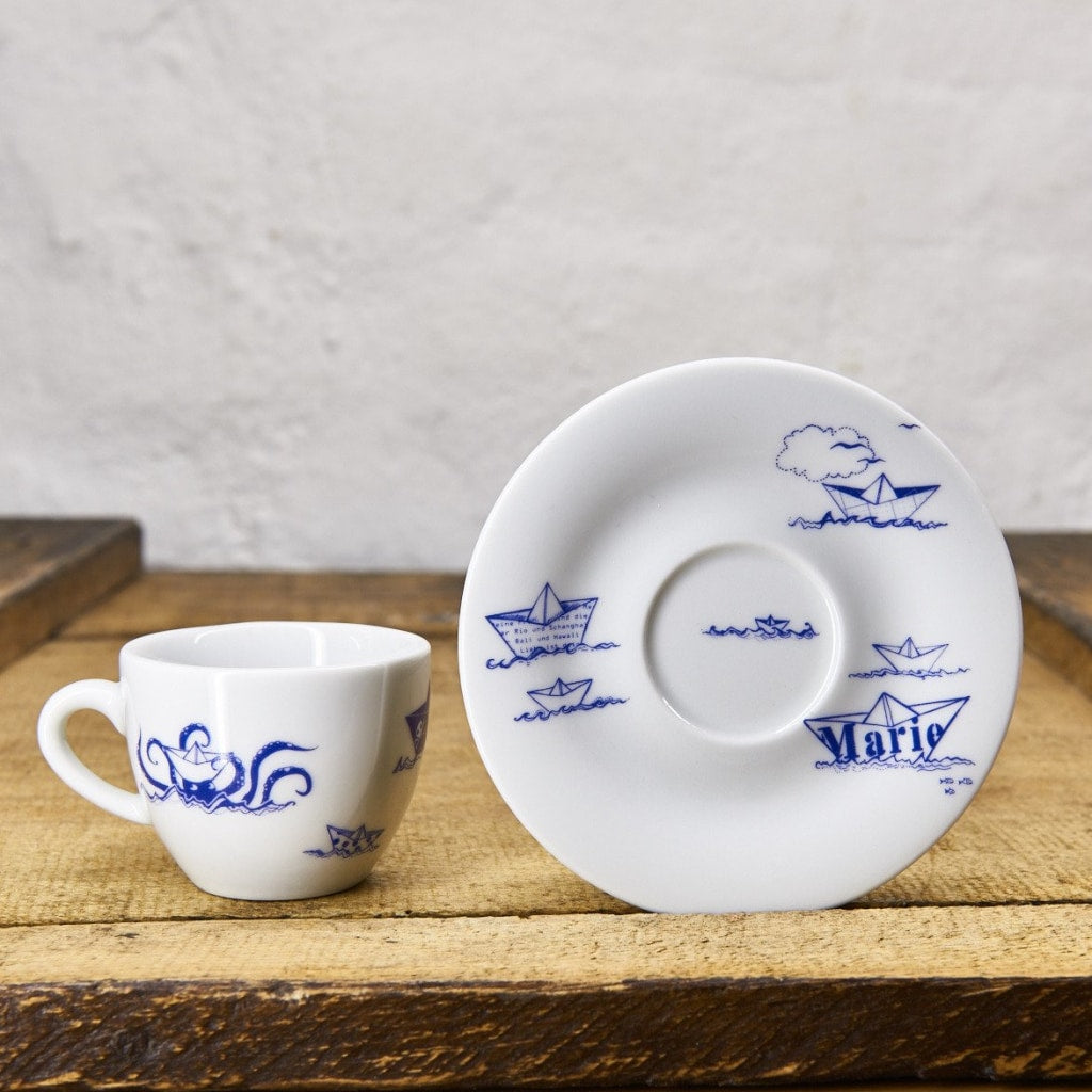 Ahoi Marie Espressotasse Und Untertasse Papierschiffchen Becher